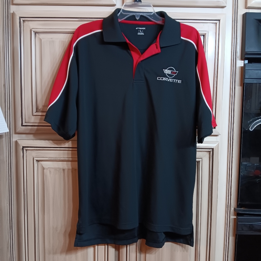 Tonix CORVETTE Polo Shirt‎ - Size Large! Red Black White